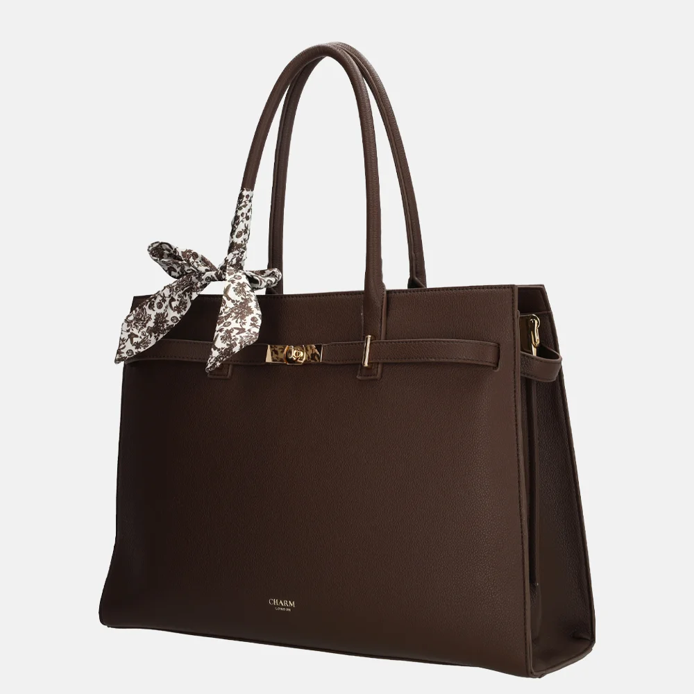 Charm London The Hamptons laptopshopper 15 inch donkerbruin bij Duifhuizen