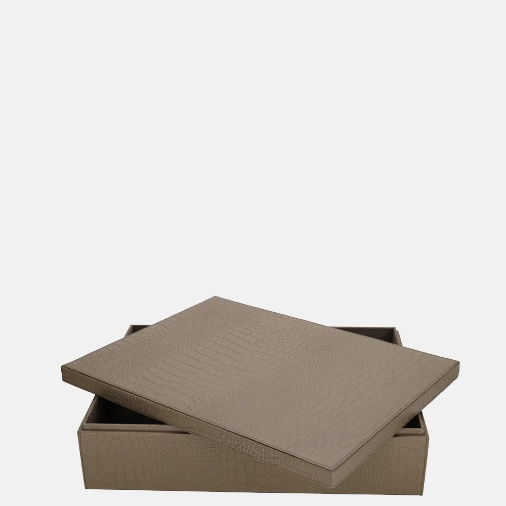 Chamada leren opbergbox rechthoek croco large taupe