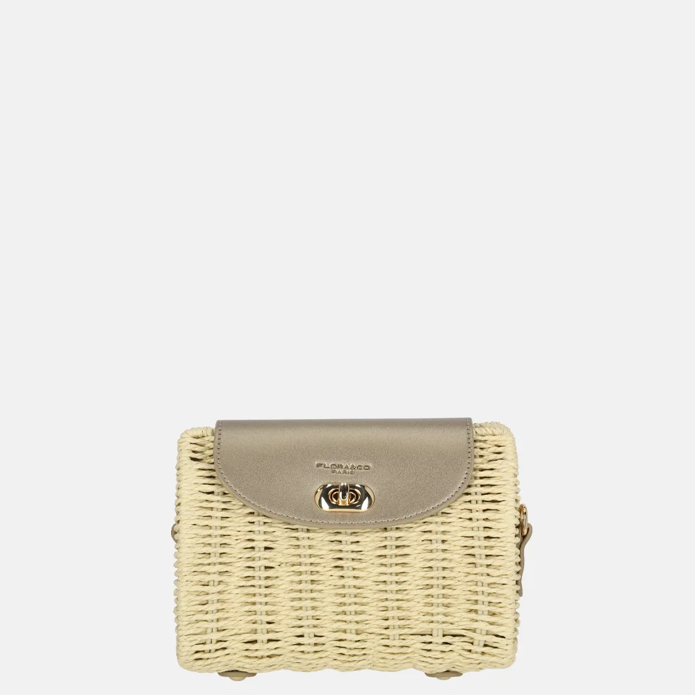 Flora & Co schoudertas riet beige bij Duifhuizen