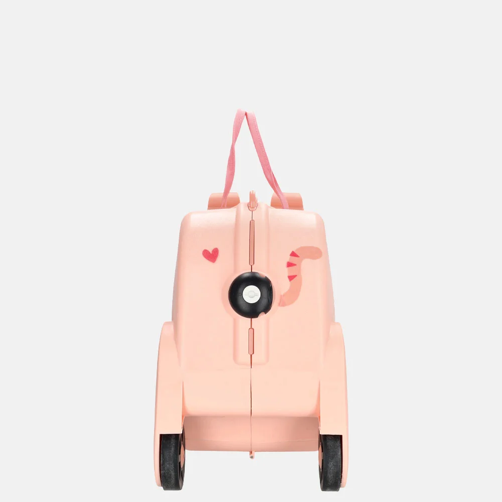 Zebra Trends rol handbagage zitkoffer roze bij Duifhuizen