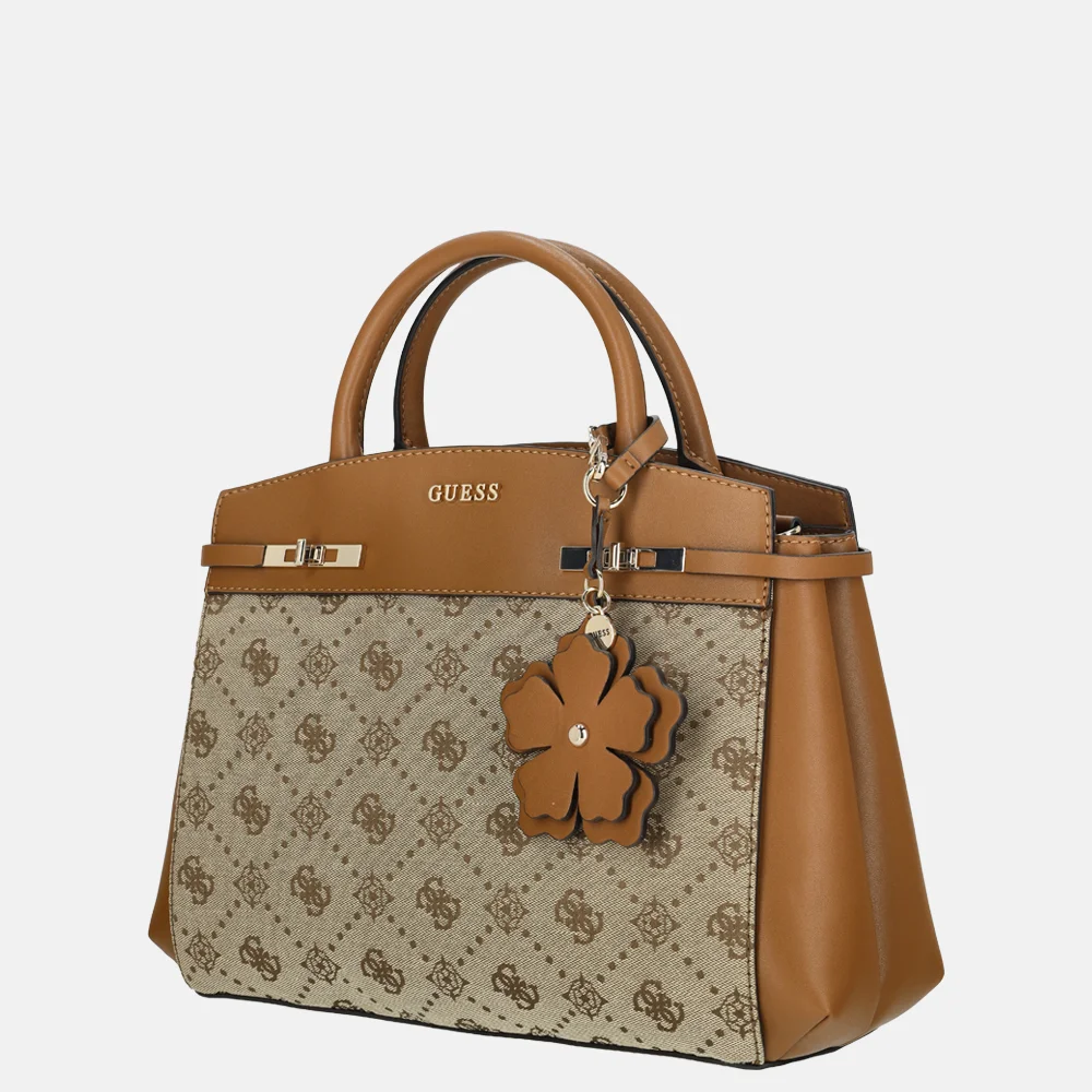 Guess Melinda satchel handtas latte logo bij Duifhuizen