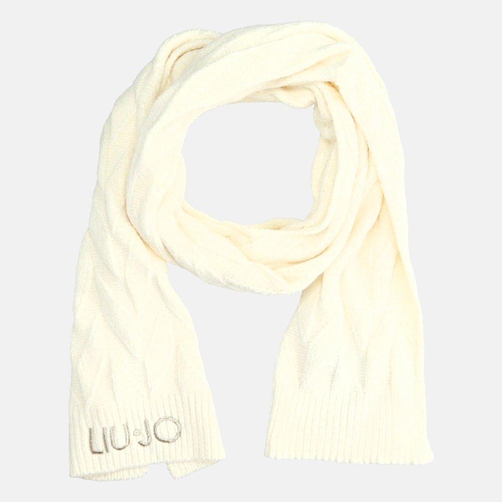 Liu Jo Sciarpa Ciniglia logo sjaal off white