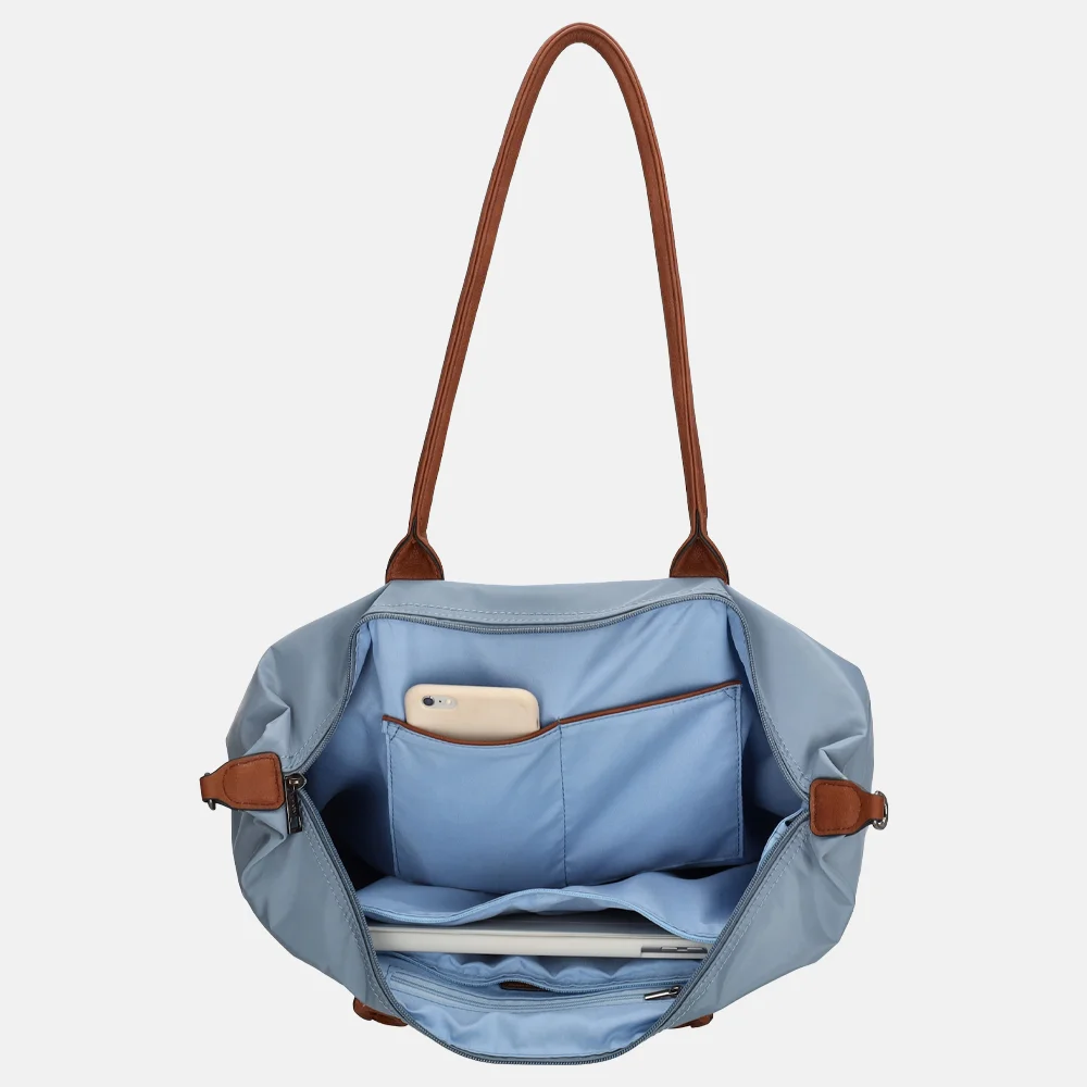 Charm London Buckingham shopper met 15.6 inch laptopvak L steelblue bij Duifhuizen