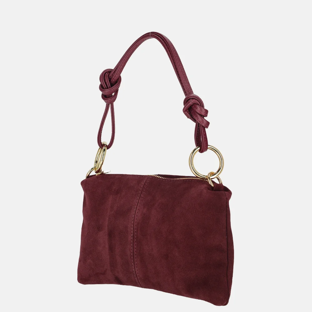 Charm London crossbody tas suede bordeaux bij Duifhuizen