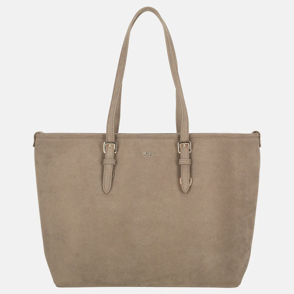Flora & Co suedine shopper L taupe bij Duifhuizen