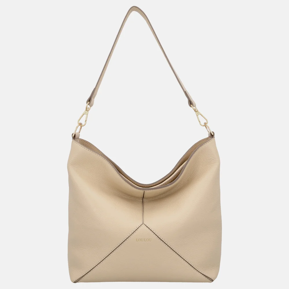 Loulou Essentiels Sabine buideltas beige bij Duifhuizen