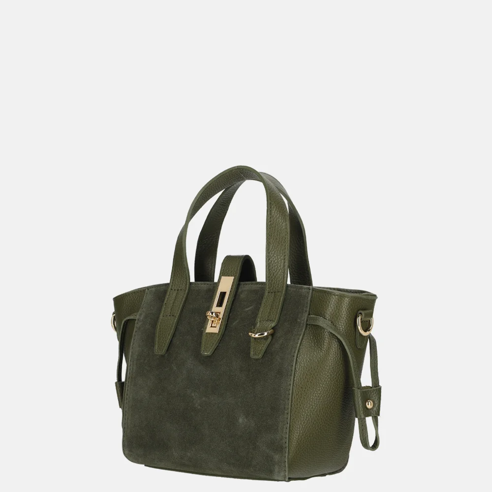 Charm London handtas suede/leer olijfgroen bij Duifhuizen