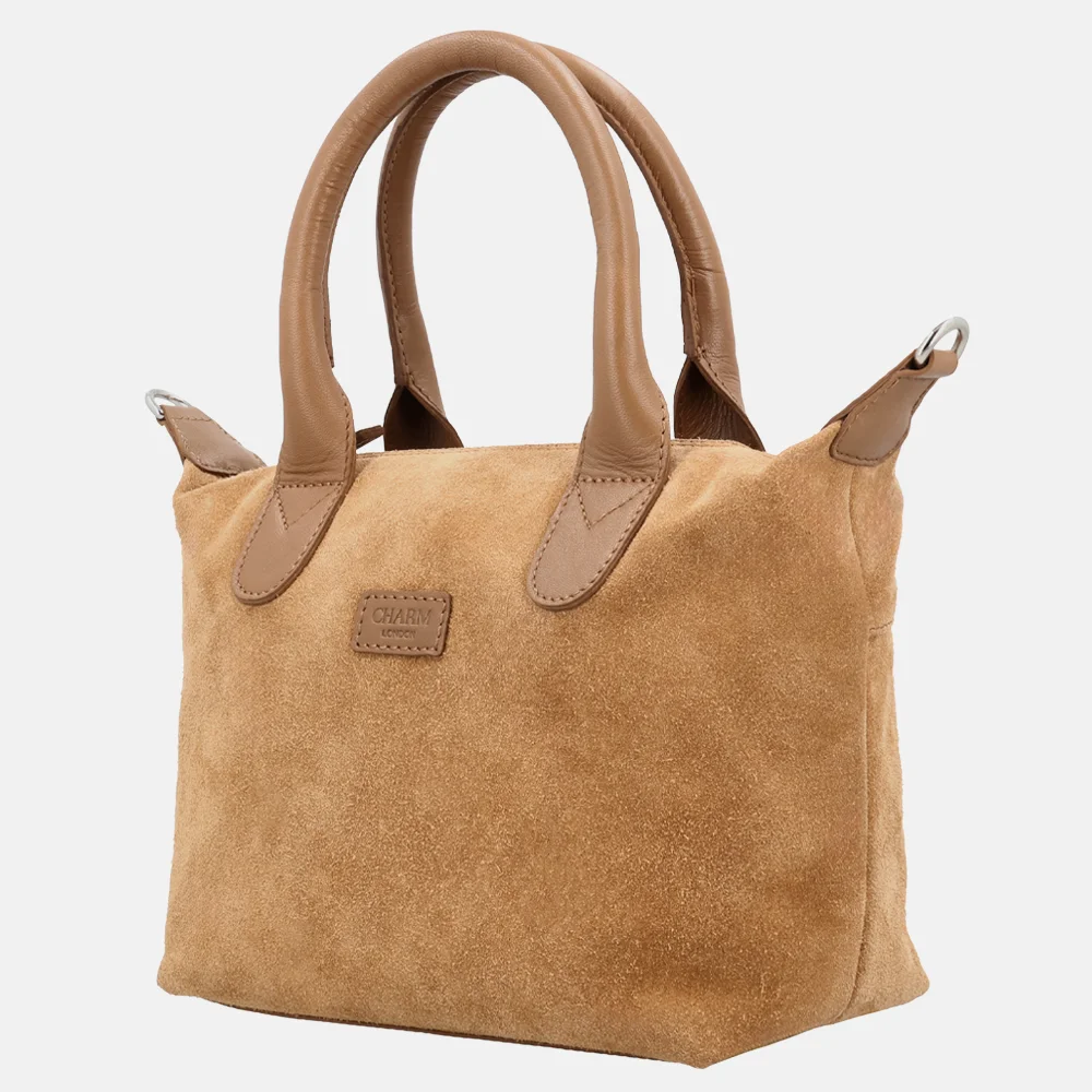 Charm London Buckingham Royal handtas M suede camel bij Duifhuizen