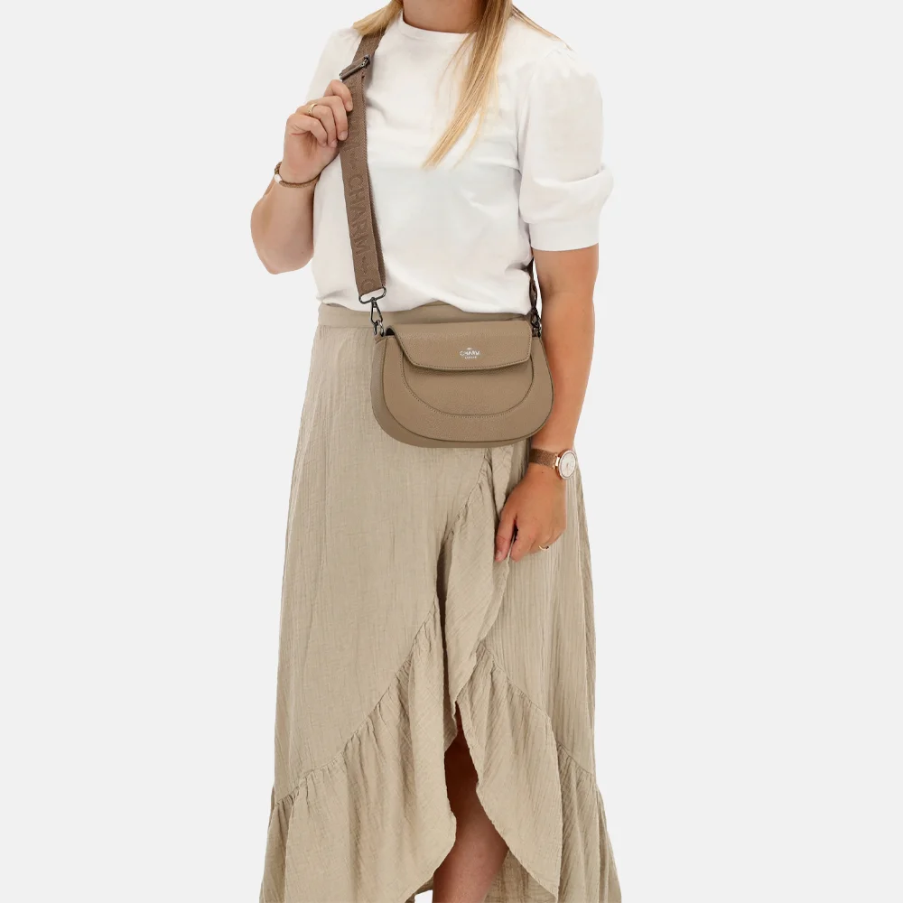 Charm London Montmartre crossbody tas taupe bij Duifhuizen