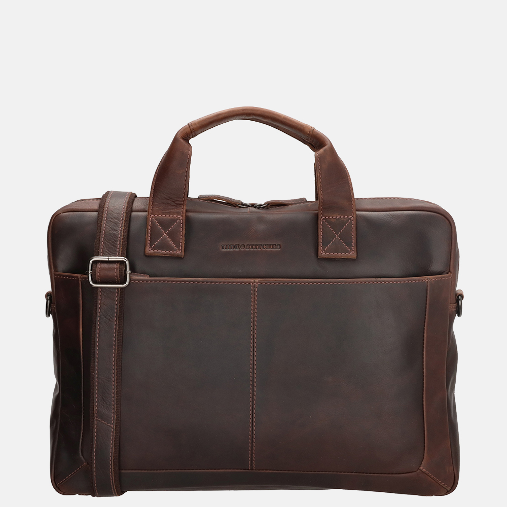 Hide & Stitches laptoptas 15.6 inch donkerbruin