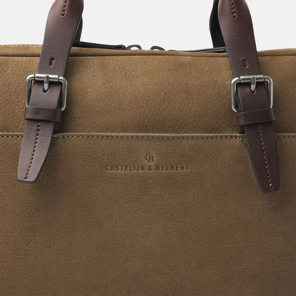 Castelijn en Beerens Nubuck laptoptas 15 inch taupe bij Duifhuizen