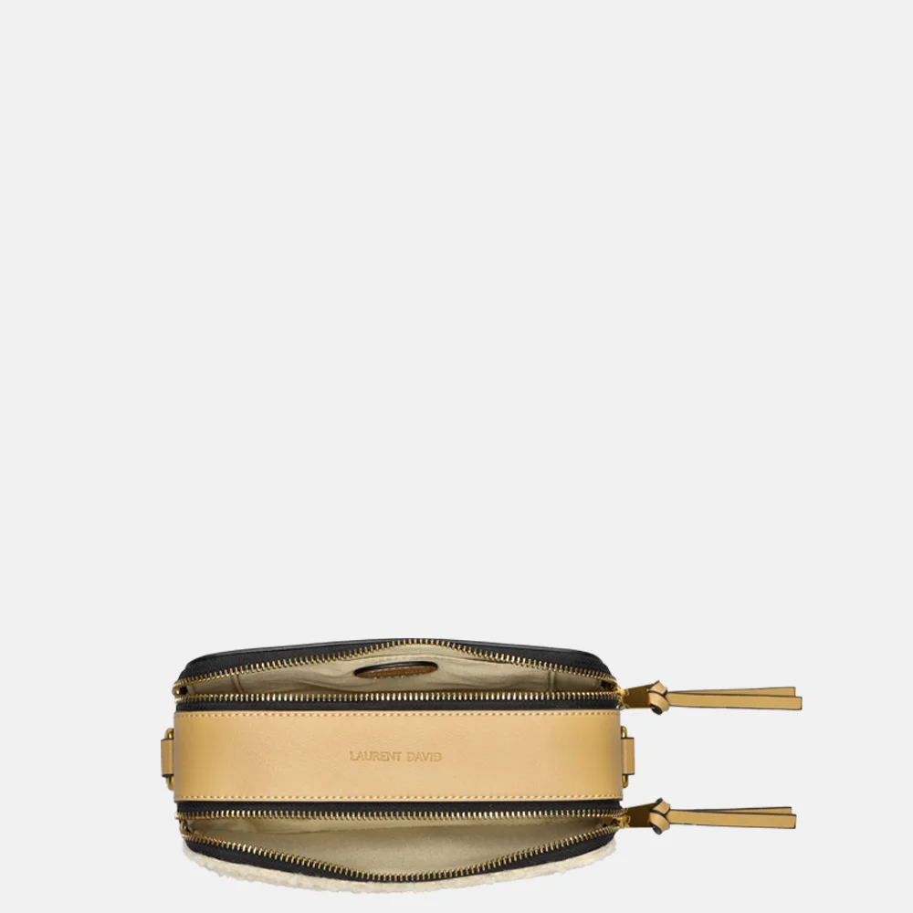 Laurent David teddy schoudertas taupe bij Duifhuizen