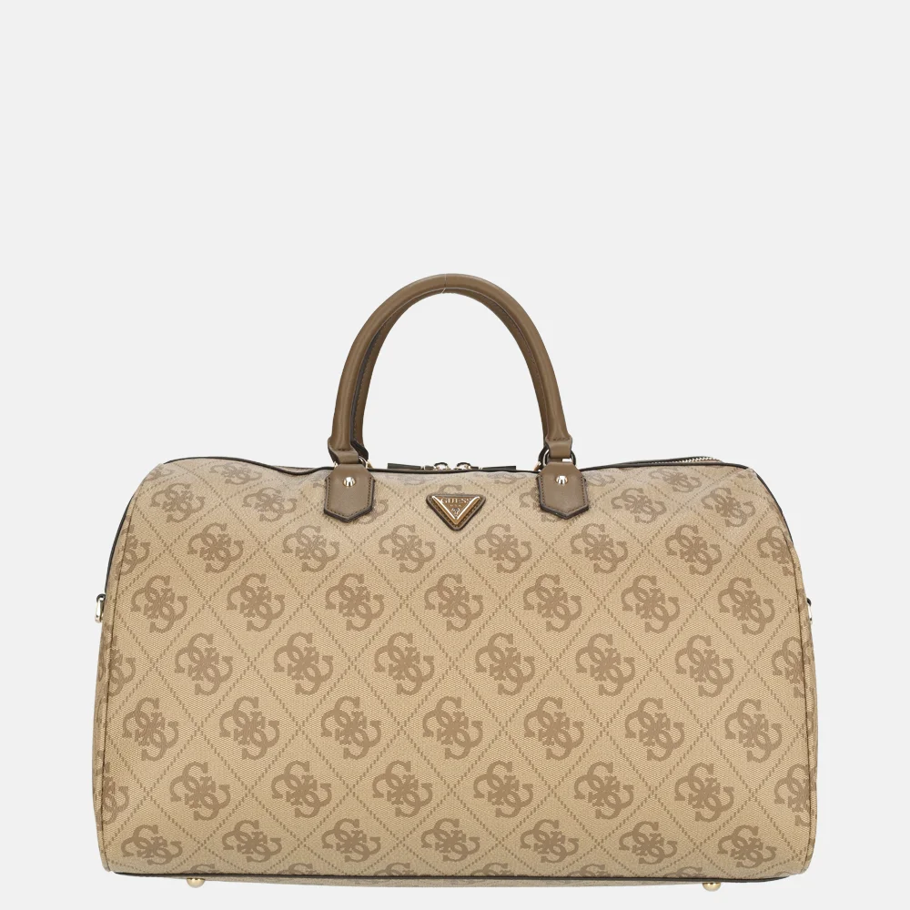 Guess Berta Weekender duffle weekendtas latte logo/brown bij Duifhuizen
