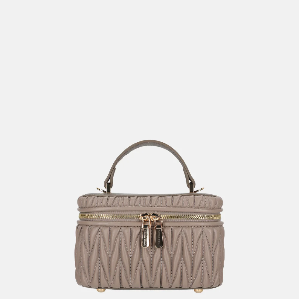 Daniele Donati Tonnetje smocked handtas taupe bij Duifhuizen