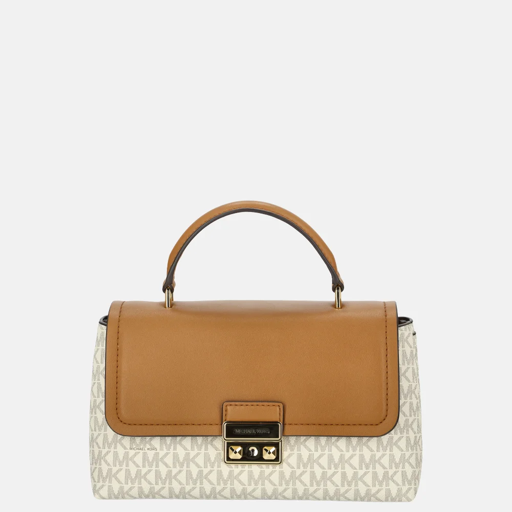 Michael Kors Tribeca satchel handtas M vanilla/acorn bij Duifhuizen