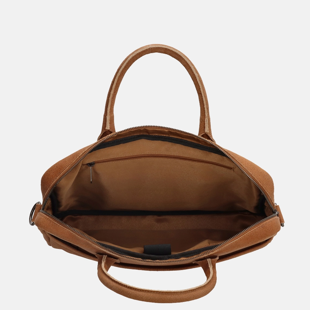 Hide & Stitches Wolga laptoptas 15.6 inch cognac bij Duifhuizen