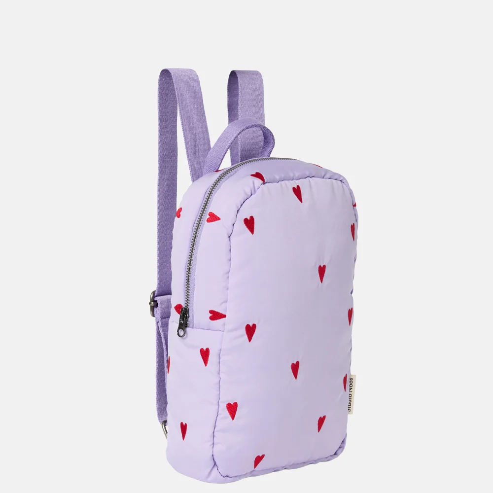 Studio Noos Puffy Mini backpack purple hearts bij Duifhuizen