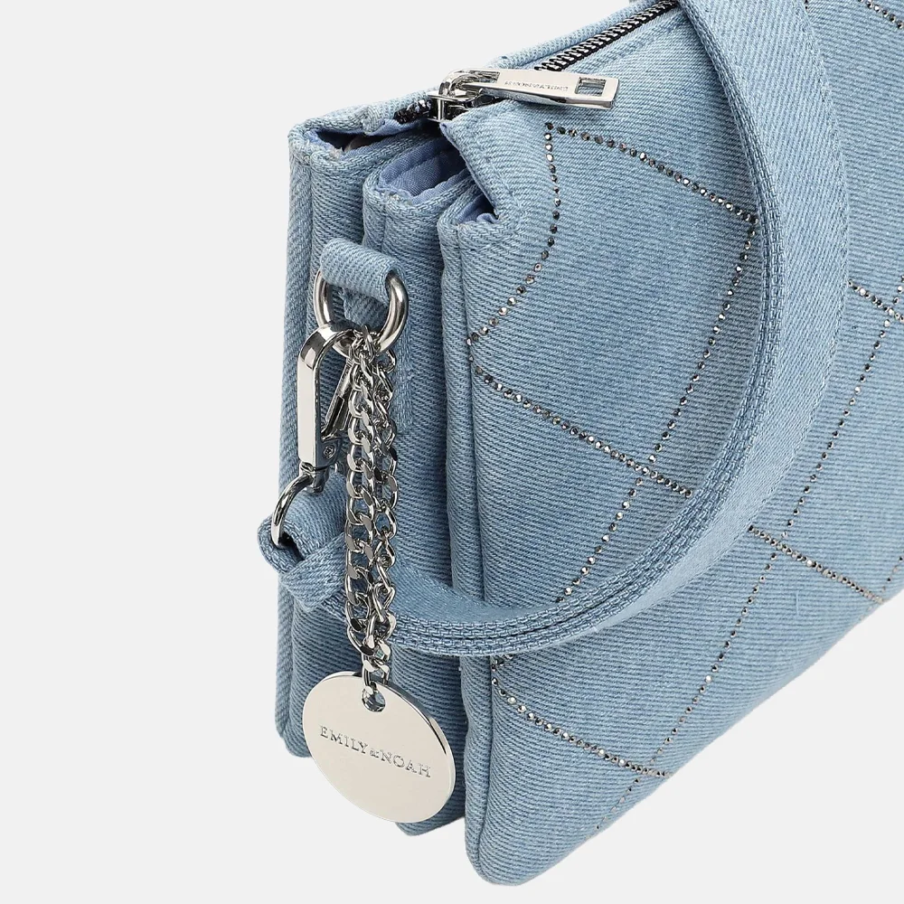 Emily & Noah Juliane crossbody tas denim strass light blue bij Duifhuizen