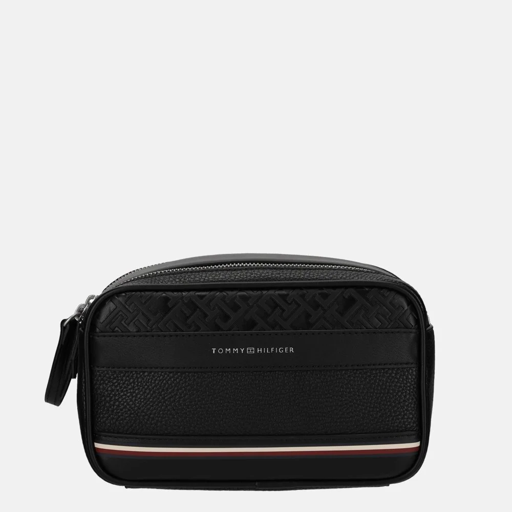 Tommy Hilfiger Embossed Monogram toilettas black bij Duifhuizen