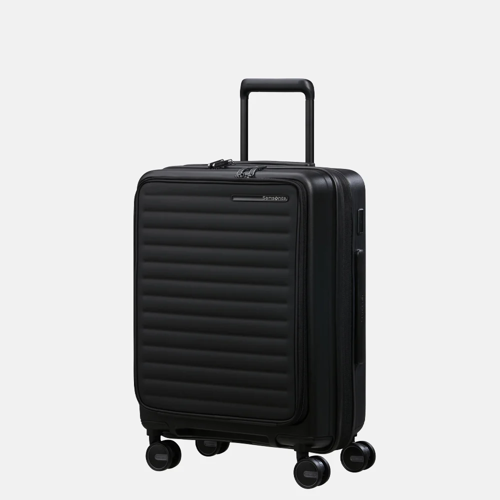 Samsonite Restackd frontpocket handbagage koffer 55 cm black bij Duifhuizen