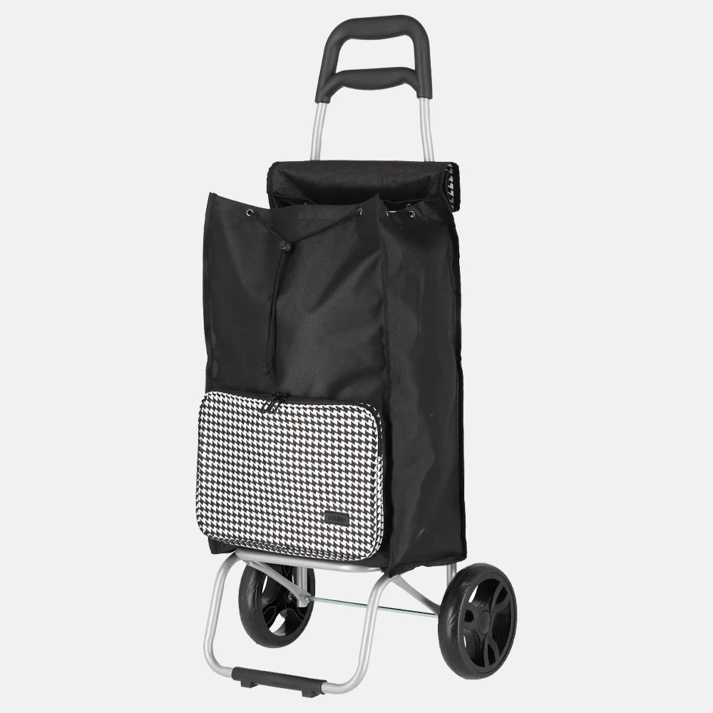 Travelite Paklite boodschappentrolley black bird printing bij Duifhuizen