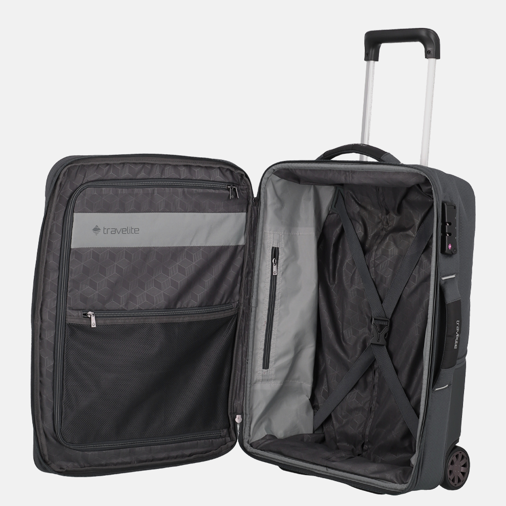 Travelite Upright koffer 55 cm anthracite bij Duifhuizen