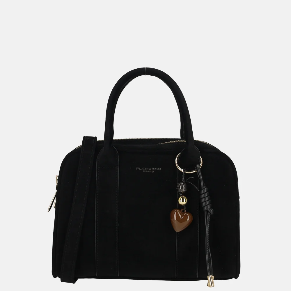 Flora & Co handtas bowling suedine noir