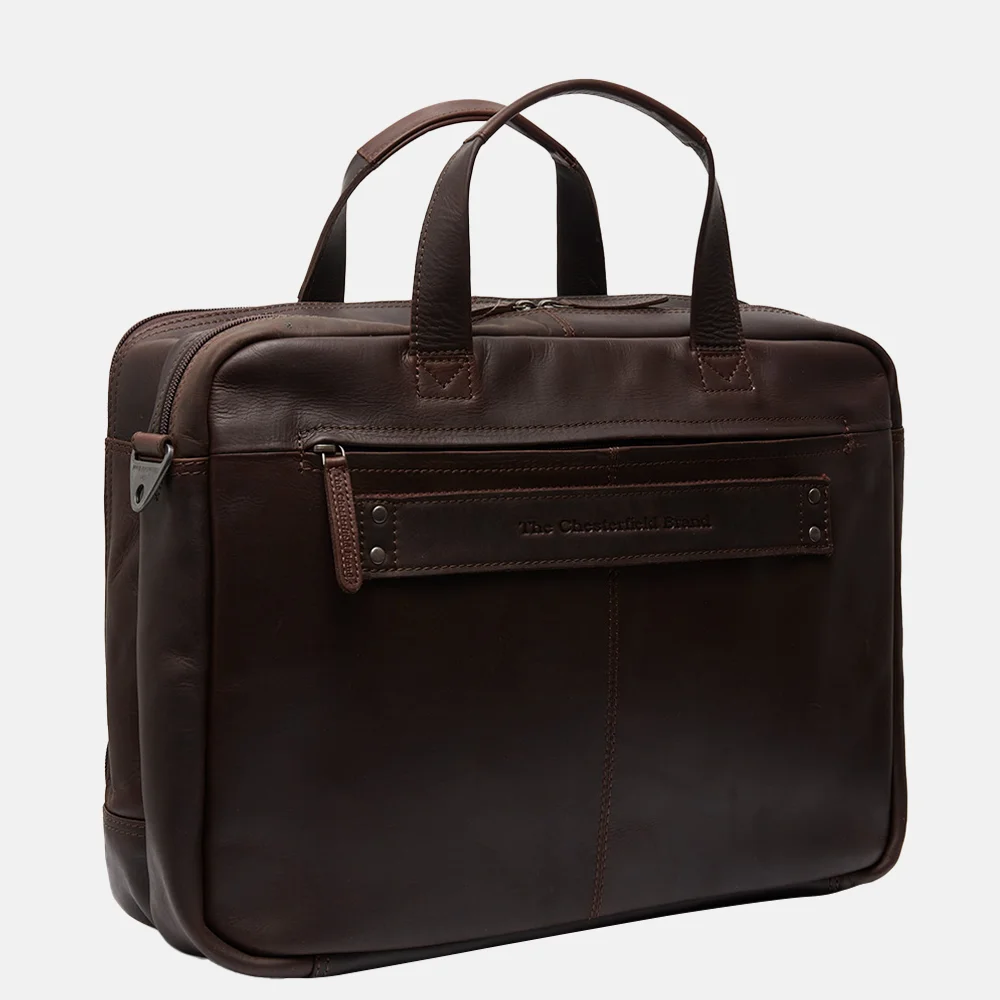 Chesterfield Ryan laptoptas 17 inch dark brown bij Duifhuizen