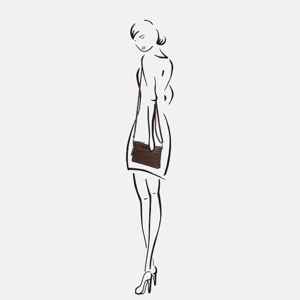 LouLou Essentiels Vintage Croco clutch bordeaux bij Duifhuizen