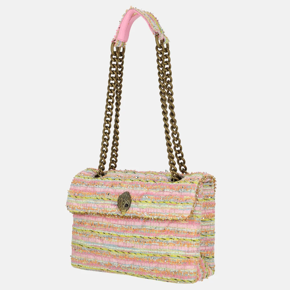 Kurt Geiger Kensington schoudertas tweed M pink comb bij Duifhuizen