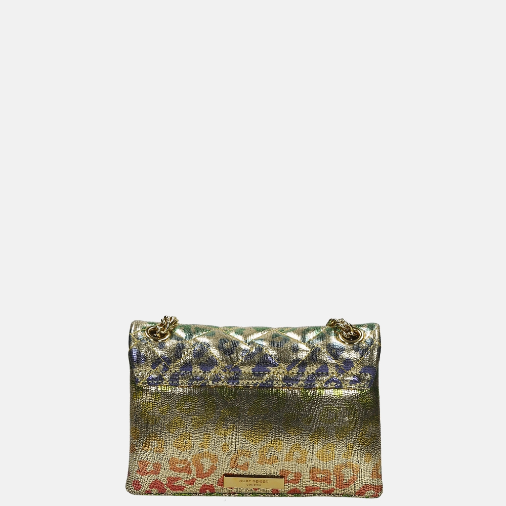 Kurt Geiger leather mini Kensington crossbody tas panther gold/comb  bij Duifhuizen