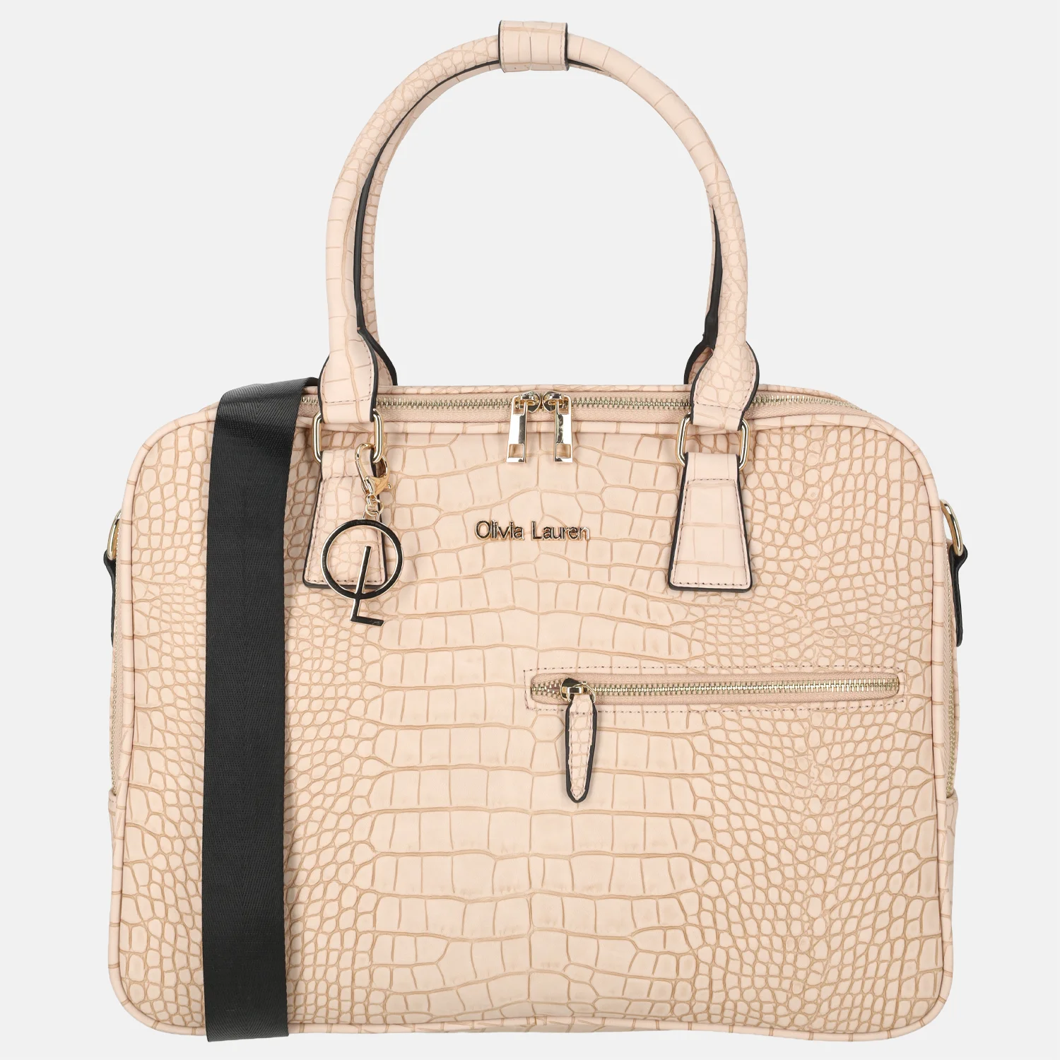 Olivia Lauren businesstas laptoptas 16 inch croco roze bij Duifhuizen