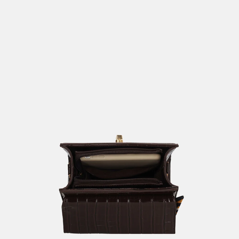 Charm London Knightsbridge handtas croco donkerbruin bij Duifhuizen