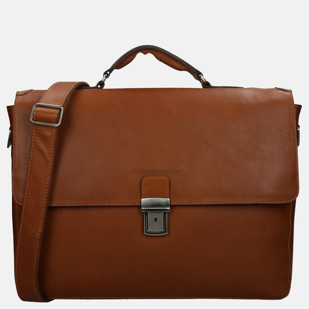 Chesterfield Iowa laptoptas 15.6 inch cognac bij Duifhuizen