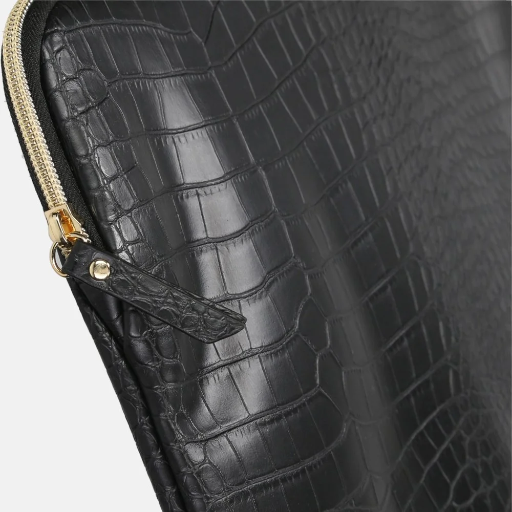 Duifhuizen croco laptophoes 13 inch zwart bij Duifhuizen