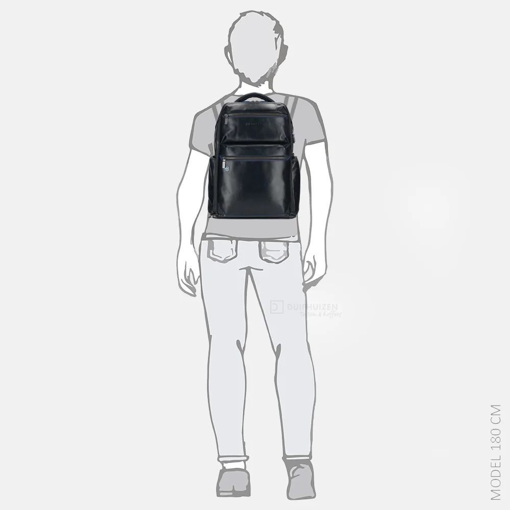 Piquadro Blue square laptoprugzak 15 inch blue bij Duifhuizen