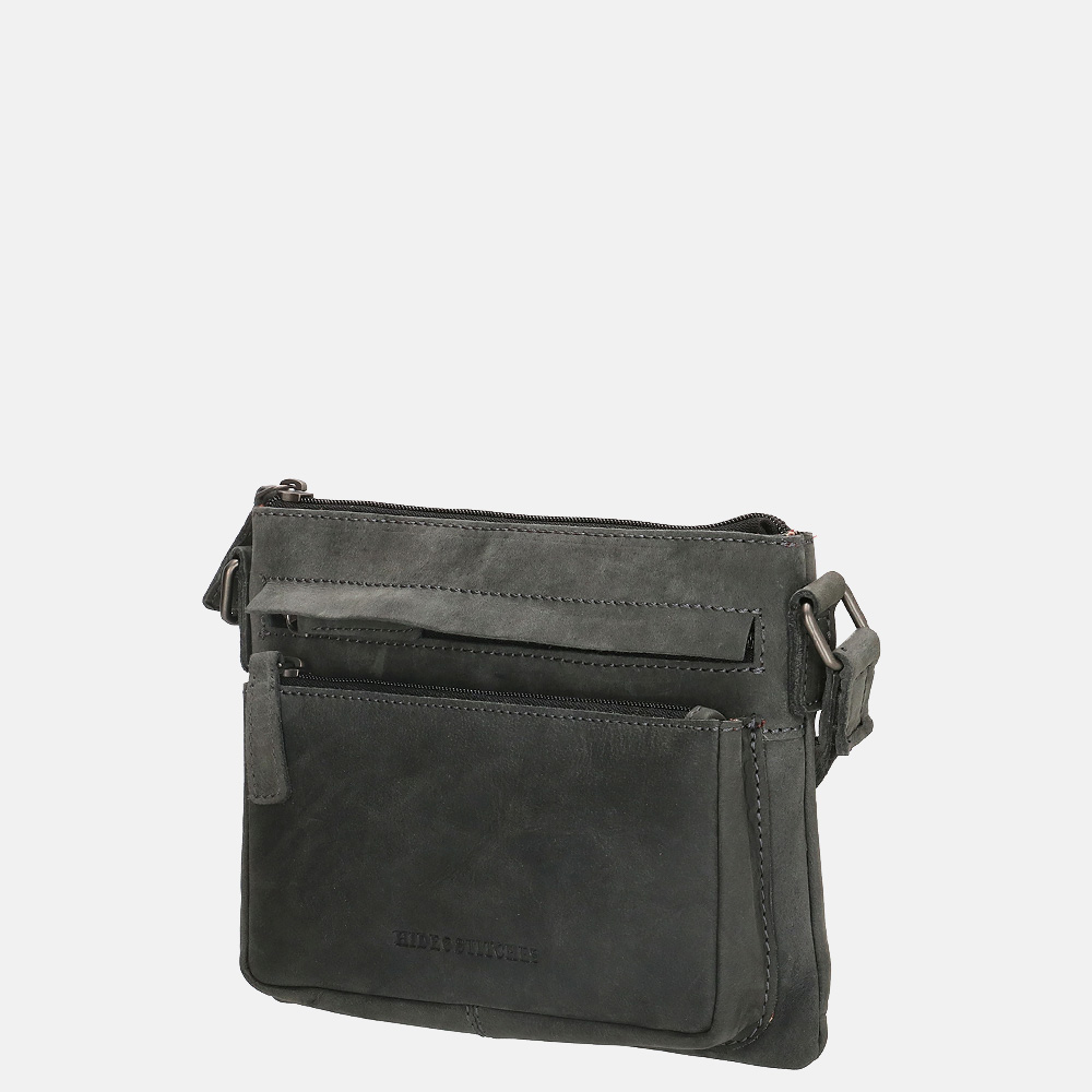 Hide & Stitches Idaho crossbody tas black bij Duifhuizen