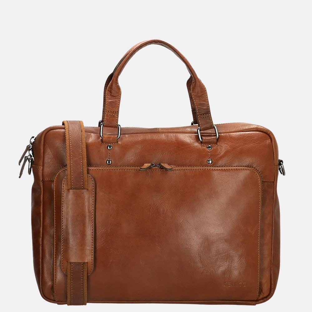 Genicci Leo laptoptas 15 inch cognac