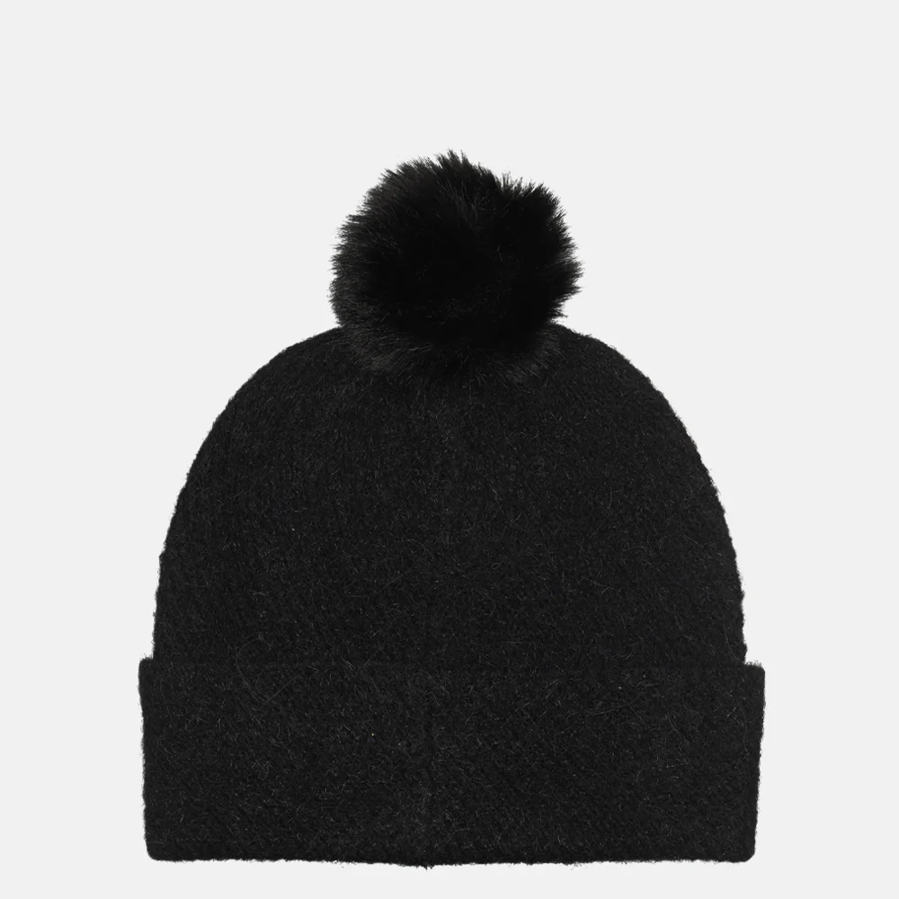 Tommy Hilfiger pom pom beanie muts black bij Duifhuizen