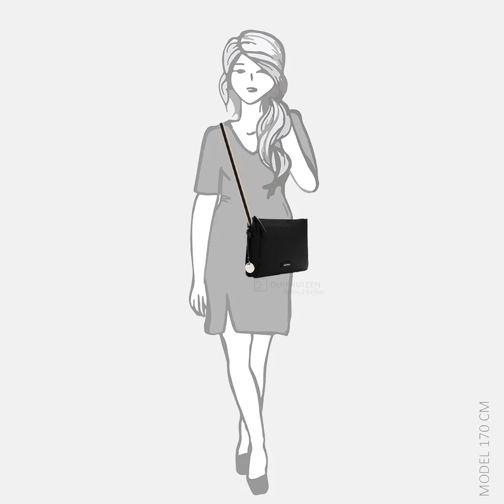 Emily & Noah Enna crossbody tas L black bij Duifhuizen