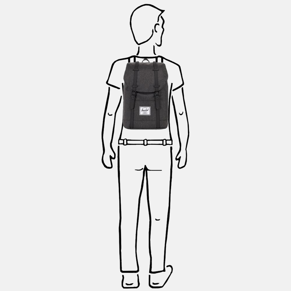Herschel Retreat rugzak 15 inch black crosshatch/black rubber bij Duifhuizen
