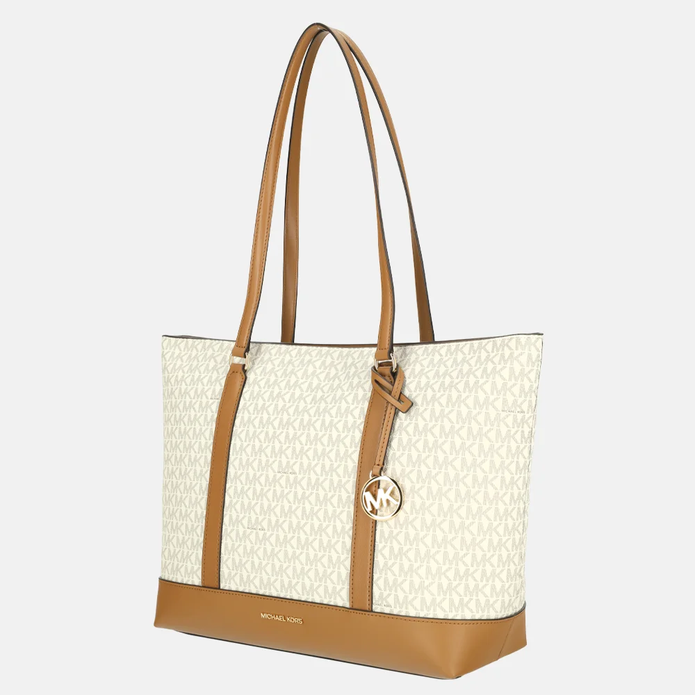 Michael Kors Andie tote shopper M logo vanille/acorn bij Duifhuizen
