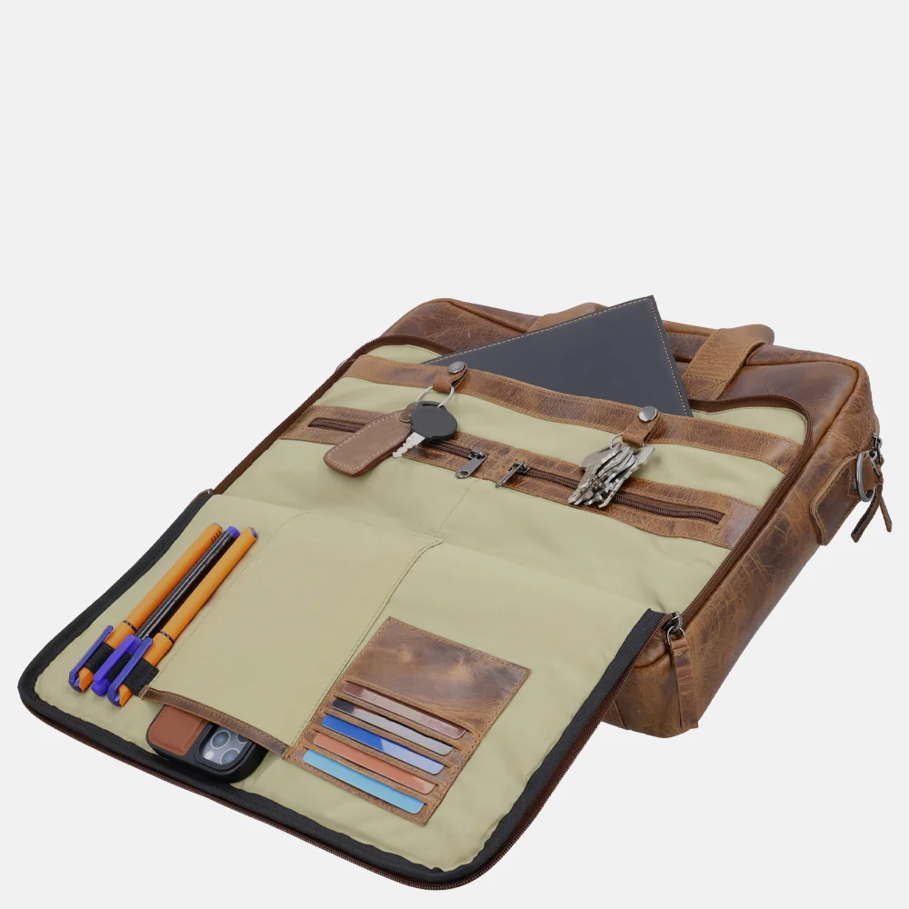 Hide & Stitches Next Navajo laptoptas 15.6 inch bruin bij Duifhuizen