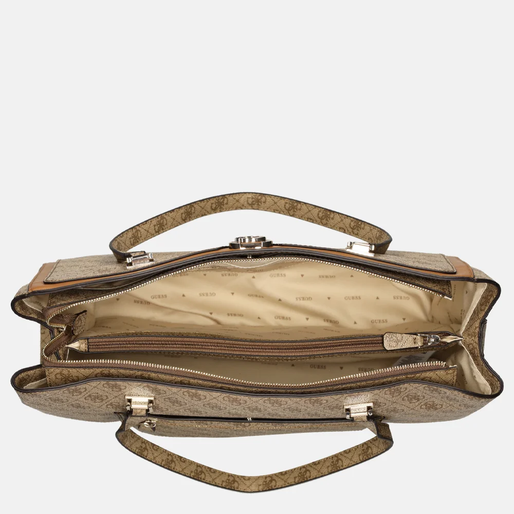 Guess Orlina travel tote shopper latte logo/brown bij Duifhuizen