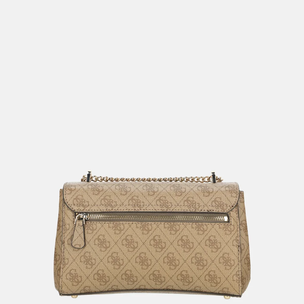 Guess Leona convertible crossbody tas flap latte logo bij Duifhuizen