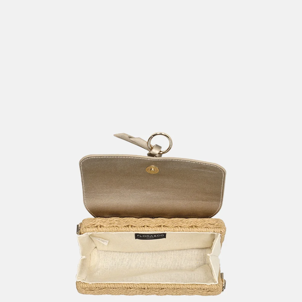 Flora & Co crossbody tas taupe metal bij Duifhuizen