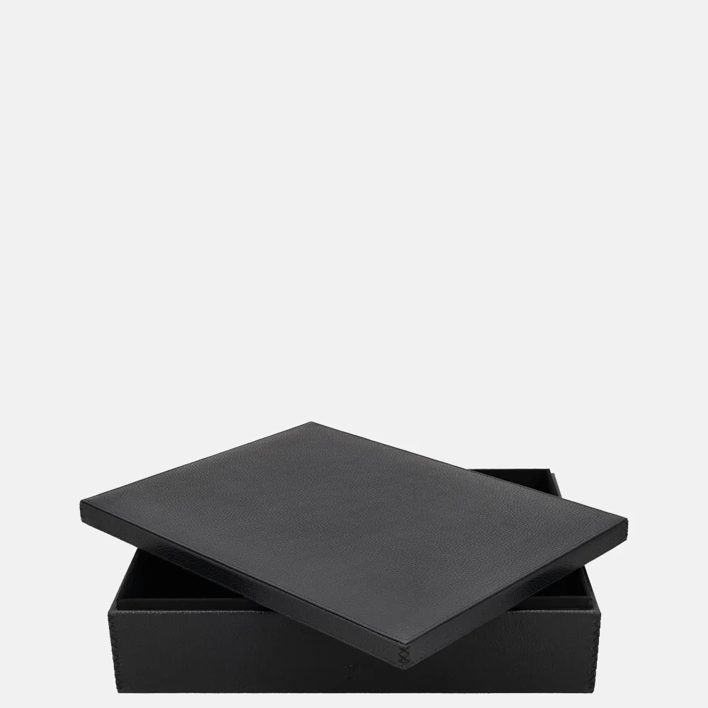 Chamada leren opbergbox rechthoek effen large black bij Duifhuizen