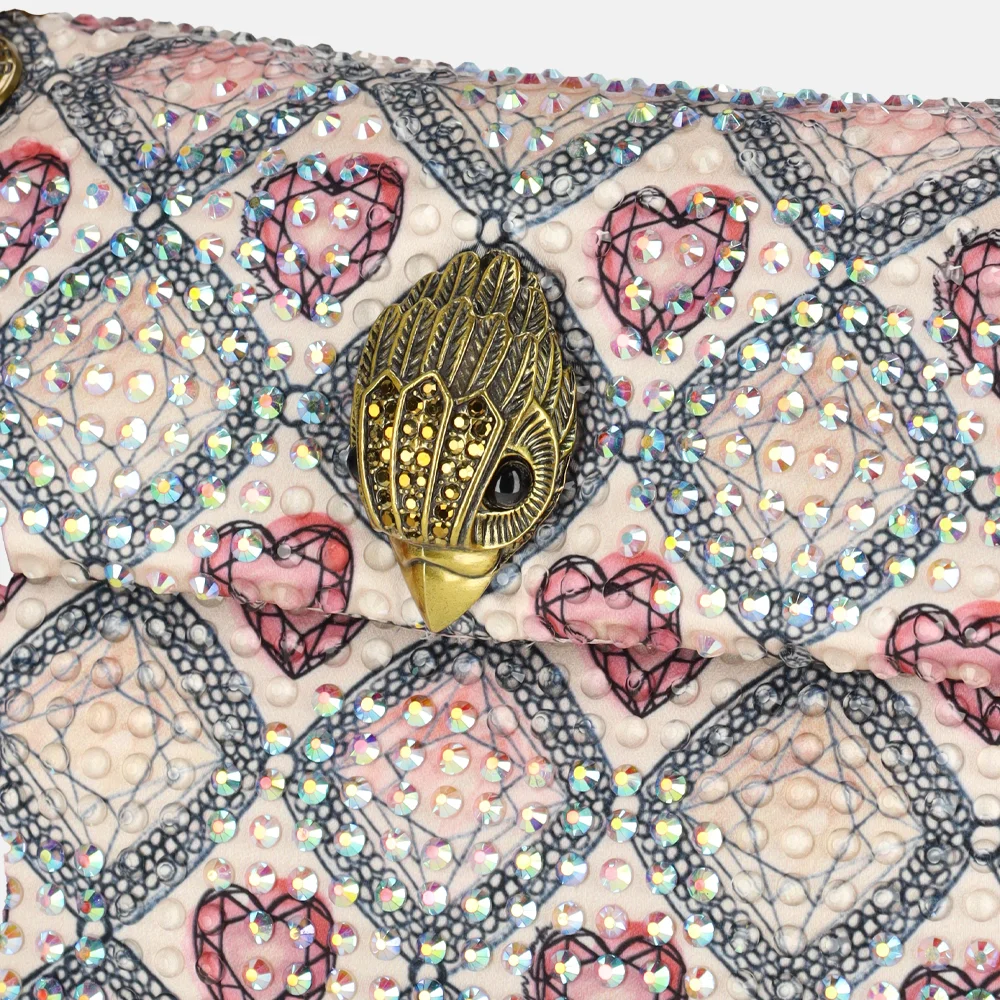 Kurt Geiger Fabric Kensington hartjes S beige comb bij Duifhuizen