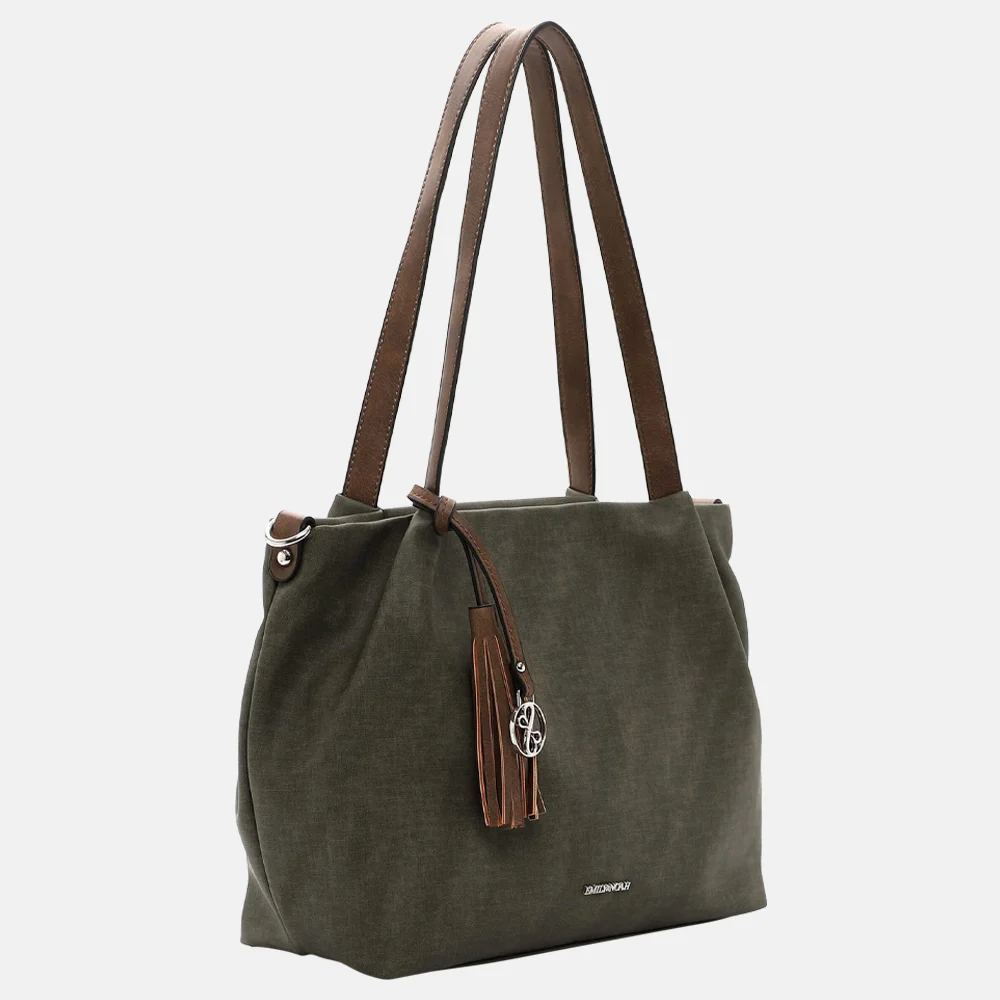 Emily & Noah Elke shopper olive cognac bij Duifhuizen