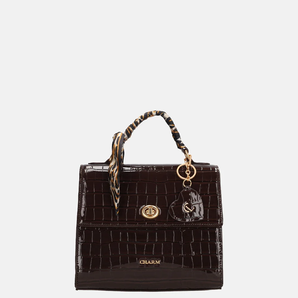 Charm London Knightsbridge handtas croco donkerbruin bij Duifhuizen